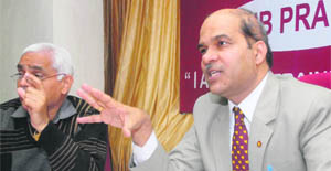 PNB deputy general manager (Jalandhar circle) Dr Rajesh Yaduvanshi addresses mediapersons in Jalandhar on Friday. 