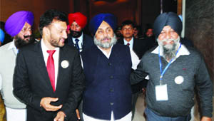 Deputy Chief Minister Sukhbir Singh arrives to attend a meet of All-India Motors Transport Congress in Amritsar on Saturday. 