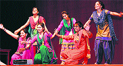 Girls perform during a science fest at GGDSD College, Sector 32, in Chandigarh on Saturday