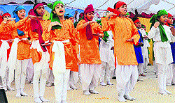Students of Sharda Sarvhitkari Model Senior Secondary School, Sector 40, Chandigarh, perform during the annual function on Saturday