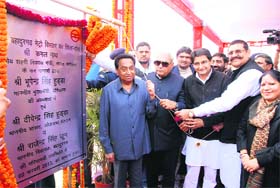 Union Urban Development Minister Kamal Nath lays the foundation stone of Metro train at Bahadurgarh on Saturday