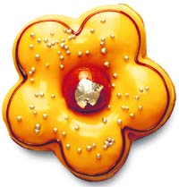 Petal jamun donut has a gulab jamun at the centre