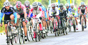 Professional cyclists participate in 61-km elite national race during the Chandigarh Cyclothon on Sunday.