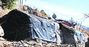 An illegal slum colony in Mussoorie.
