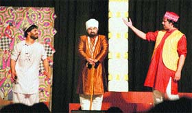 Artistes perform play Bichchu, organised by Yuvaa theatre in Desh Bhagat Yadgar Hall, Jalandhar, on Saturday night