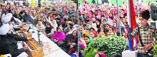 With reverence: A religious function to mark Guru Gobind Singhs birthday in progress at Gurdwara Singh Sabha Nanak Nagar in Jammu on Sunday