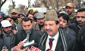 Minister Haj, Auqaf and Floriculture Peer Zada Mohammad Sayeed along with DC Anantnag during his visit to Kokernag Magam in Srinagar on Sunday