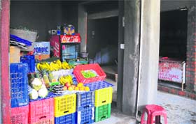 An illegal partition raised at a day market site in Sector 42 in Chandigarh on Monday