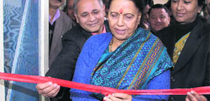 State Finance Minister Indira Hridayesh inaugurates the Cyber Treasury branch of the SBI in Dehradun on Monday. 