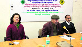 Dr PP Bhojvaid, Director, FRI, speaks at the inauguration of a training programme for J&K forest staff in Dehradun on Monday.