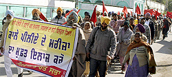 Residents of Jhok Sarkari took out a rally in Faridkot on Tuesday