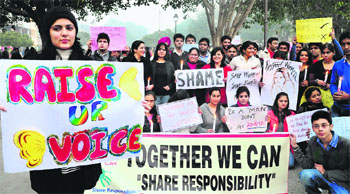 Students and residents protest against the Delhi gangrape case at the Central Plaza in Sector 17, Chandigarh. 