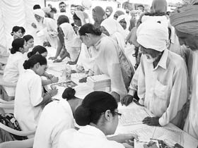 A view of a free cancer awareness camp.