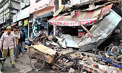 The building that was damaged due to high-velocity winds in Ludhiana on Tuesday