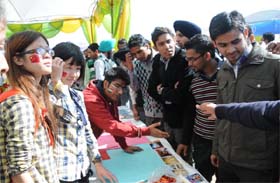 The Global Village, set up at the Baba Farid Group of Institutions, was visited by students eager to interact with the international students and know more about their culture