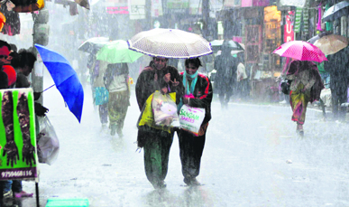 Heavy rain lashes Dehradun on Wednesday.