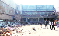 A view of the collapsed building of the school at Tohana in Fatehabad on Wednesday.