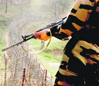A file photo of an Army jawan guarding the LoC in the Rajouri sector