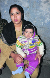 Victims Natasha and daughter Tanvi in Ludhiana on Wednesday. 