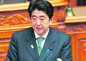Japanese PM Shinzo Abe at the National Diet in Tokyo on Wednesday