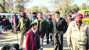Members of the NGO, Himmat, outside St Francis School in Amritsar on Thursday.