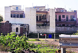 Structures raised outside the lal dora in Deep Complex in Chandigarh