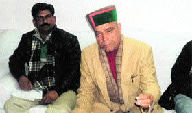 Excise and Taxation Minister Parkash Chaudhary addresses mediapersons in Mandi on Thursday.