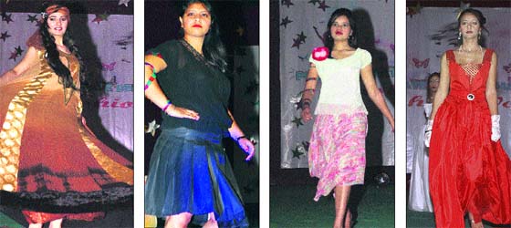 Students of BD Arya Girls College at a fashion show in Jalandhar on Thursday