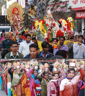 A procession was taken out in the city on Friday to mark the foundation day of the Shirdi Sai Baba. The procession began from the SSD Sabha Mandir and passed through various areas in the city
