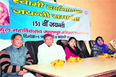 Scholars at a function organised on the ocassion of the 151st birth anniversary of Swami Darshanand Saraswati Maharaj at Gurukul Mahavidyalaya at Jwalapur in Haridwar on Friday.