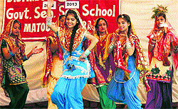 Students of Government Senior Secondary School at Matour in Kangra dance during the annual day function on Friday