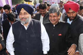 Deputy Chief Minister Sukhbir Singh Badal during a visit to Bathinda on Saturday to attend a function