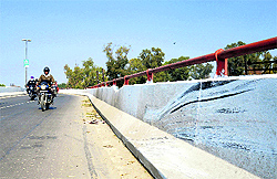 In the absence of safety grills, the elevated road near Master Tara Singh Memorial College in Ludhiana has turned into a deathtrap