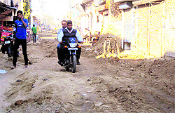 The road that was dug up for laying of sewerage is yet to be levelled in Jagraon