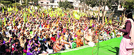 Women activists of various organisations at a protest rally in Faridkot on Saturday
