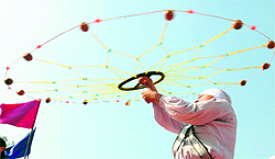 Young boys perform gatka, an ancient form of Sikh martial arts, on 167th martyrdom day of Sikh general Sham Singh Attari in Amritsar on Sunday