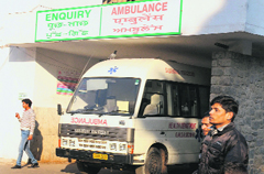 An ambulance with a Global Positioning System at GMSH-16, Chandigarh. 