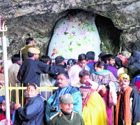 Pilgrims at the Amarnath cave shrine