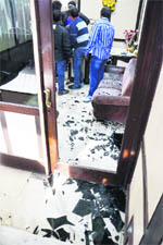 The office of Kamal, which was attacked by Jagtar Boxer and his gang members.