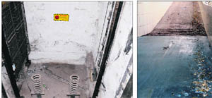 An elevator lies defunct; and a ramp littered with bird droppings at ESI Hospital in Amritsar.