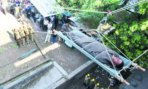 A rescue operation under way at the Mini Secretariat in Panchkula on Monday
