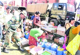 Ex-Army men and their dependents avail temporary CSD services being organised by Bengal Engineers Group, Roorkee, in Haridwar on Monday