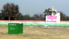 Garbage littered all over the Nehru stadium in Ropar on Monday.