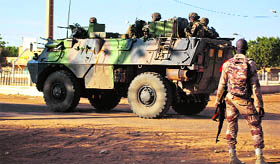 A French armoured vehicle in Gao on Sunday.