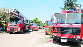 Fire tenders arranged for the mock drill in Panchkula.