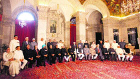 Governors of various states at a conference being held at Rashtrapati Bhavan in New Delhi.