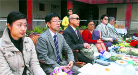 Dignitaries from Japan at the launch of a medical therapeutic massage for the visually challenged in collaboration with Special Needs School for the Visually Impaired, Tsukuba University, Tokyo, at the NIVH in Dehradun on Tuesday.