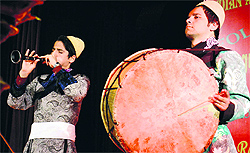 Artistes from Iran perform during a programme in Amritsar on Wednesday