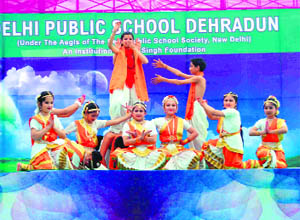 Students of Delhi Public School perform at a function in Dehradun on Wednesday. 