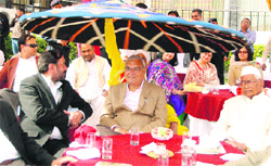Chief Minister Bhupinder Singh Hooda and Governor Jagannath Pahadia at the Surajkund Crafts Mela on Wednesday. Tribune photo